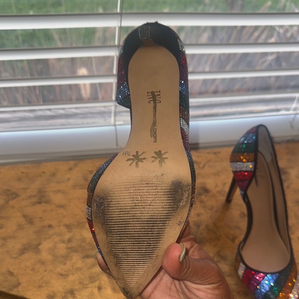 Colorful Striped INC Women's Heels Rhinestone - Picture 5 of 5